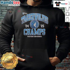 Alt Text: Official Minnesota Timberwolves NBA Finals 2024-2025 Pride Western Conference Champions hoodie, celebrating team spirit.