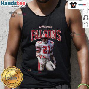 Official Mitchell & Ness Deion Sanders black Atlanta Falcons sideline tank top for retired players, showcasing team pride.