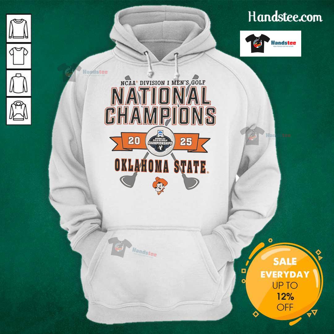 Alt Text: Official NCAA Division I Men's Golf National Champions 2025 Oklahoma State Cowboys logo hoodie design.