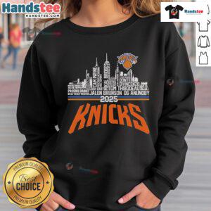 Official New York Knicks 2025 team name city baseball sweatshirt in vibrant blue with logo, perfect for fans and casual wear.