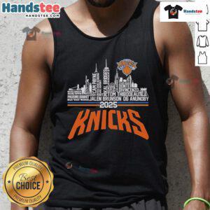 Official New York Knicks 2025 Team Name City baseball tank top featuring vibrant team colors and logo design.