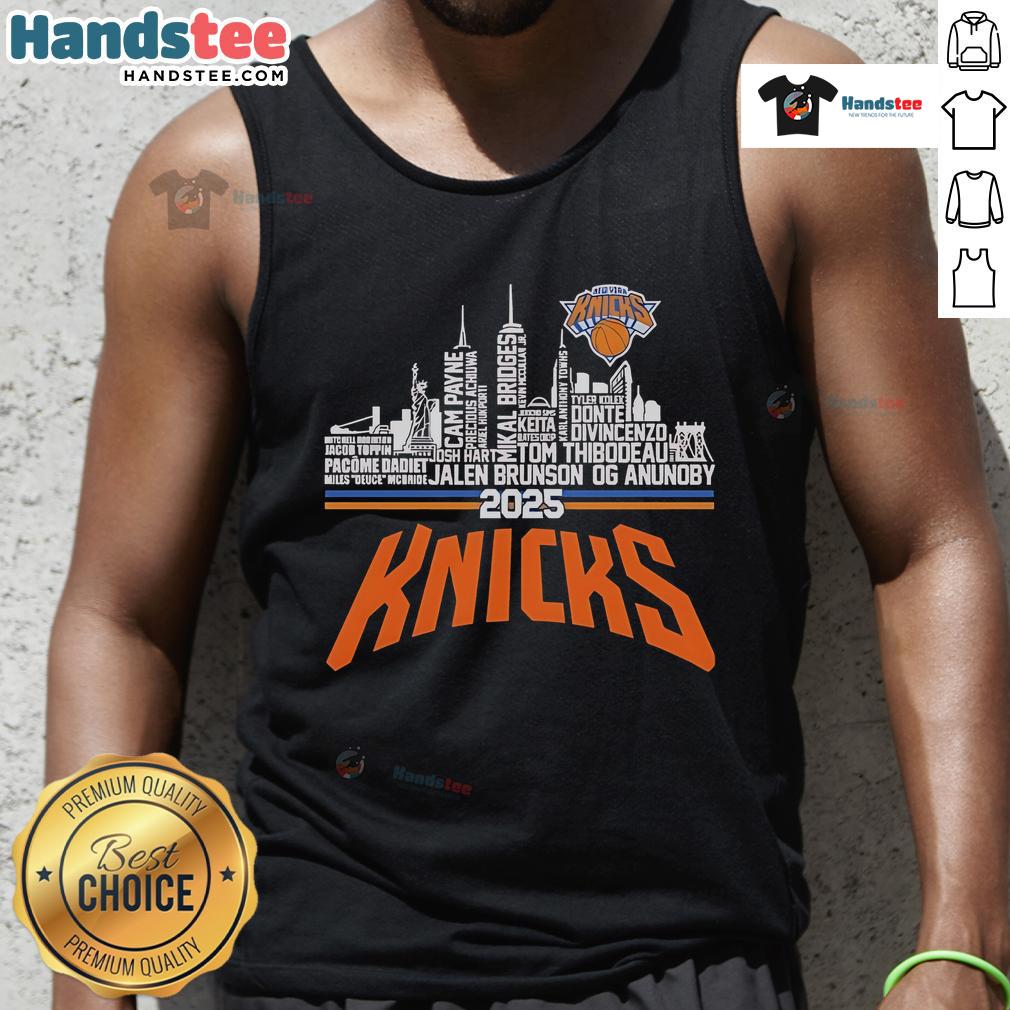 Official New York Knicks 2025 Team Name City baseball tank top featuring vibrant team colors and logo design.