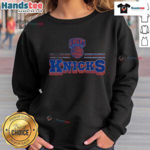 Official New York Knicks fan banner sweatshirt featuring team colors and logo, perfect for showing team spirit.