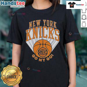 Official New York Knicks Go NY Go Ladies Tee showcasing team colors and logo, perfect for female basketball fans.
