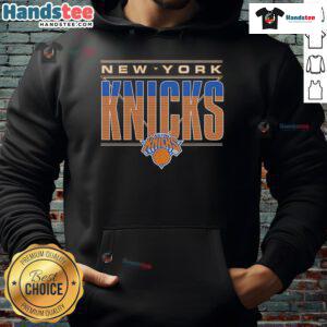 Official New York Knicks striped hoodie featuring team colors and logo, perfect for fans and casual wear.