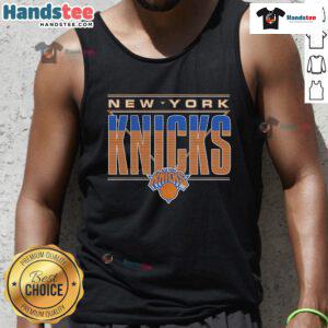 Alt Text: Official New York Knicks striped tank top featuring vibrant colors and sporty design, perfect for fans and summer wear.