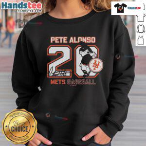 Official New York Mets Pete Alonso sweatshirt featuring his number and nickname, perfect for fans and collectors.