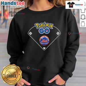 Alt Text: Official New York Mets Pokemon Go sweatshirt featuring team logo and vibrant design for fans and gamers.