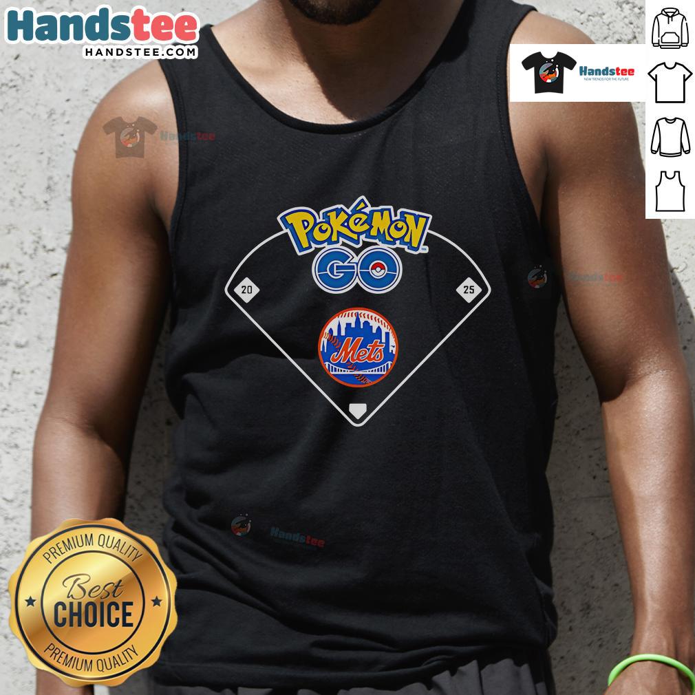 Official New York Mets Pokemon Go tank top featuring team logo and vibrant colors, perfect for sports fans and gamers.