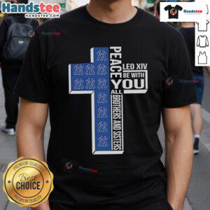 Official New York Yankees 'Peace You Leo XIV' T-shirt for brothers and sisters, featuring iconic Yankees logo.