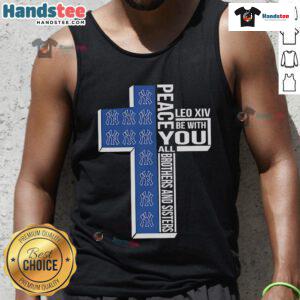 Official New York Yankees Peace Tank Top featuring 'Leo XIV' design, perfect for fans and summer wear.