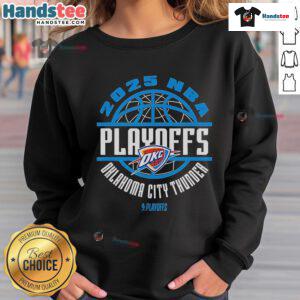 Official Oklahoma City Thunder 2025 NBA Playoffs Game Time Sweatshirt featuring team logo and vibrant colors.