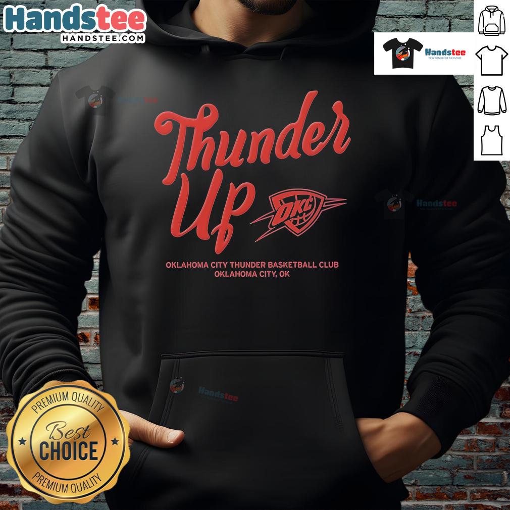 Official Oklahoma City Thunder Thunder Up Urban Hoodie in navy blue, featuring team logo and stylish design for fans.