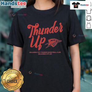 Alt Text: Official Oklahoma City Thunder Thunder Up Urban Ladies Tee in vibrant colors, perfect for female fans and casual wear.