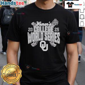Official Oklahoma Sooners 2025 NCAA Softball Women's College World Series Cut Off T-Shirt featuring team logo and vibrant design.
