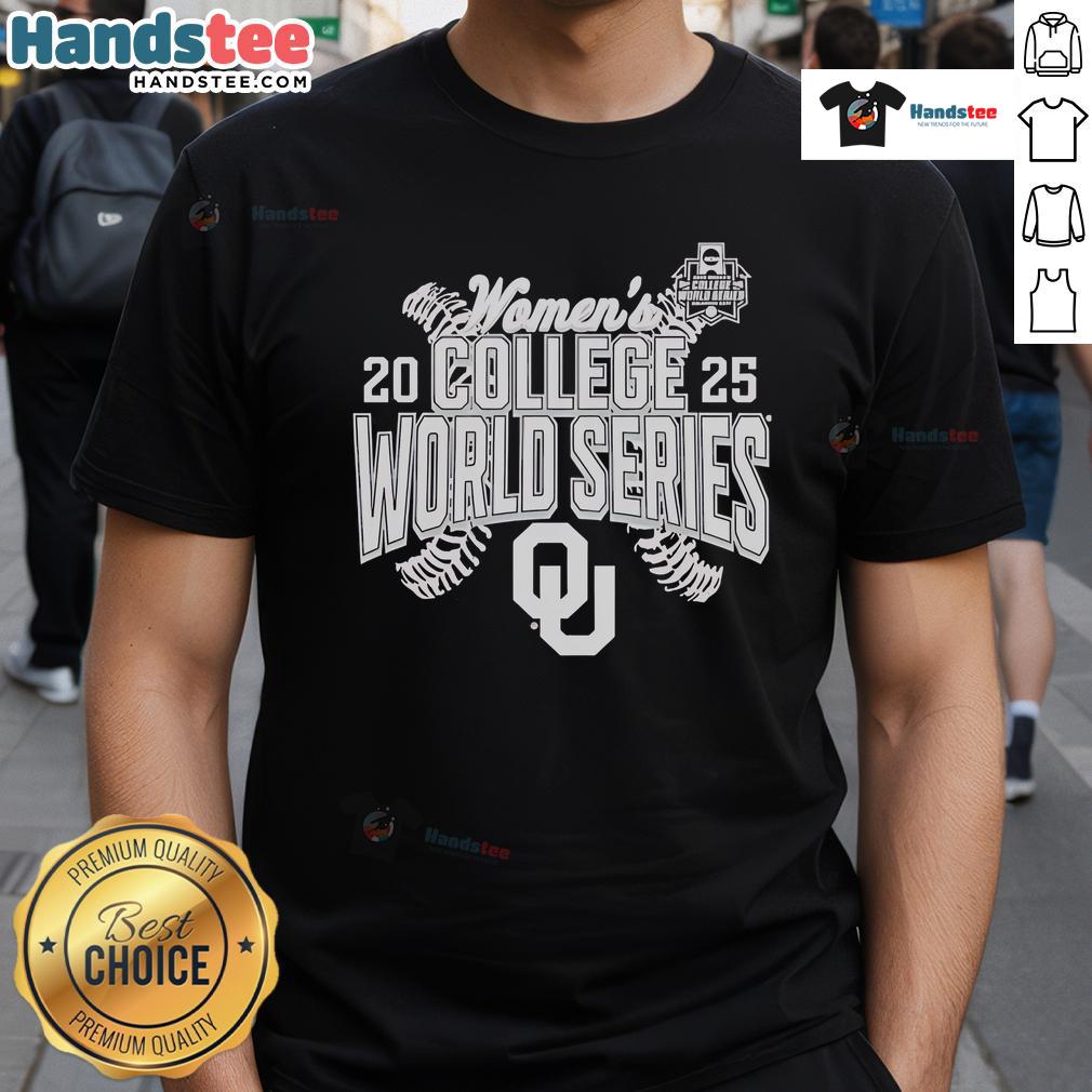 Official Oklahoma Sooners 2025 NCAA Softball Women's College World Series Cut Off T-Shirt featuring team logo and vibrant design.