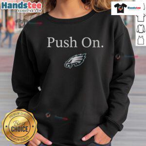 Official Philadelphia Eagles Push On Sweatshirt in green with team logo, perfect for fans and game day wear.