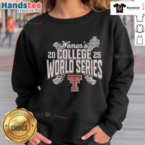 Official Red Texas Tech Red Raiders 2025 NCAA Softball Women's College World Series cut-off sweatshirt in vibrant red.