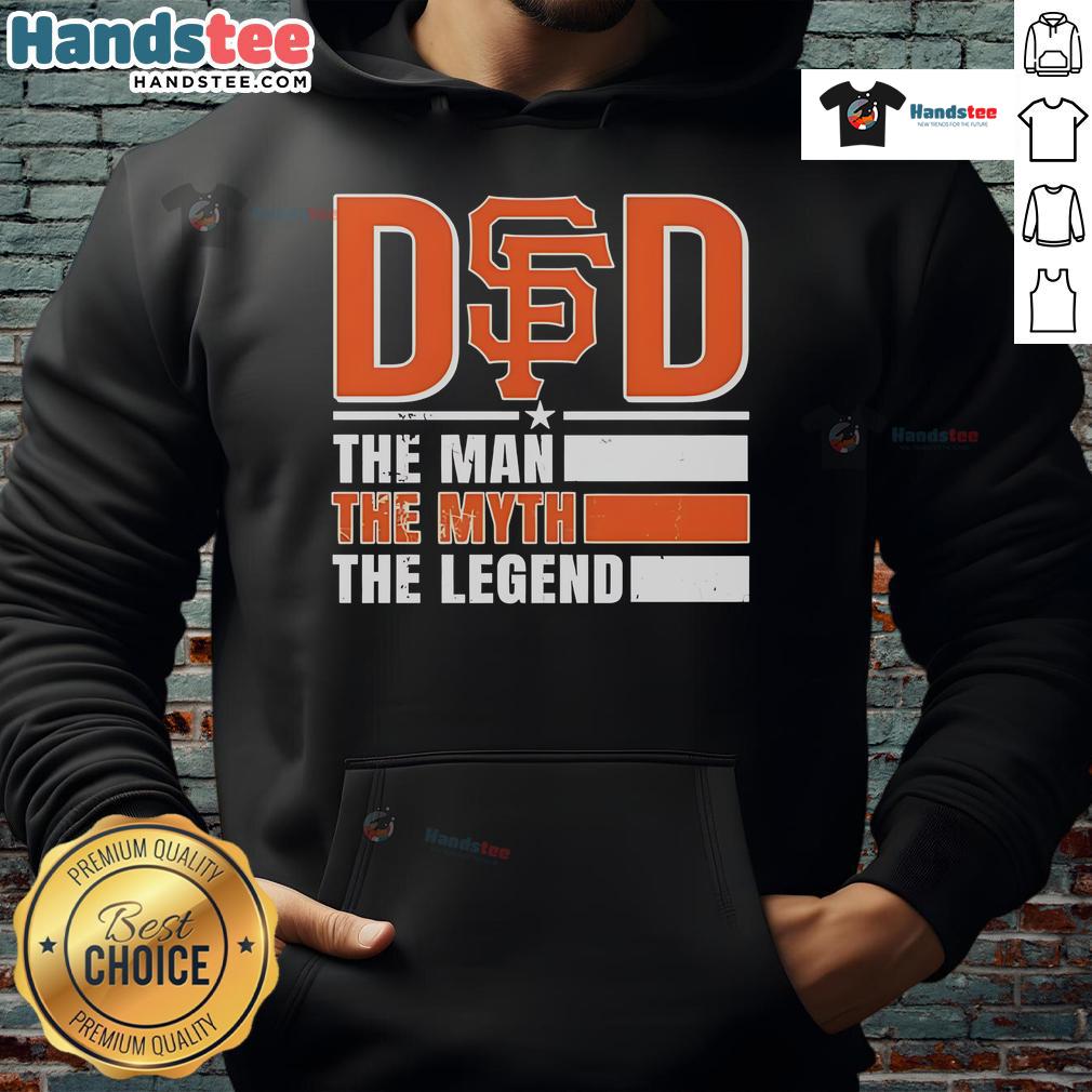 Alt Text: Official San Francisco Giants hoodie featuring The Man, The Myth, The Legend design in vibrant colors.