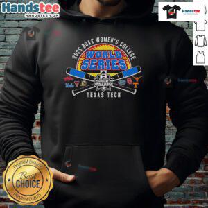 Alt Text: Official Texas Tech 2025 Softball College World Series hoodie featuring crossed bats design.