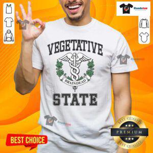 Official Vegetative State Braindead T-Shirt featuring bold graphics and unique design for fans of alternative humor.