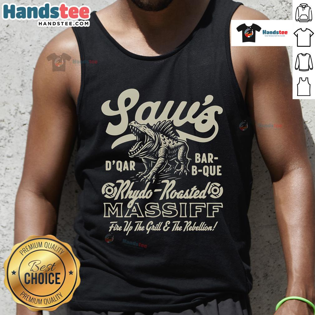 Awesome Saws BBQ Rhydo Roasted Massiff Tank Top featuring a stylish design perfect for summer grilling.
