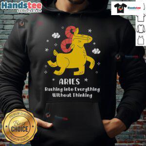 Alt Text: Cute Aries rushing into everything without thinking while wearing a cozy hoodie, showcasing playful zodiac style.