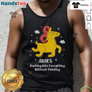 Alt Text: Cute Aries rushing into everything without thinking, sporting a trendy tank top, embodying adventurous spirit.