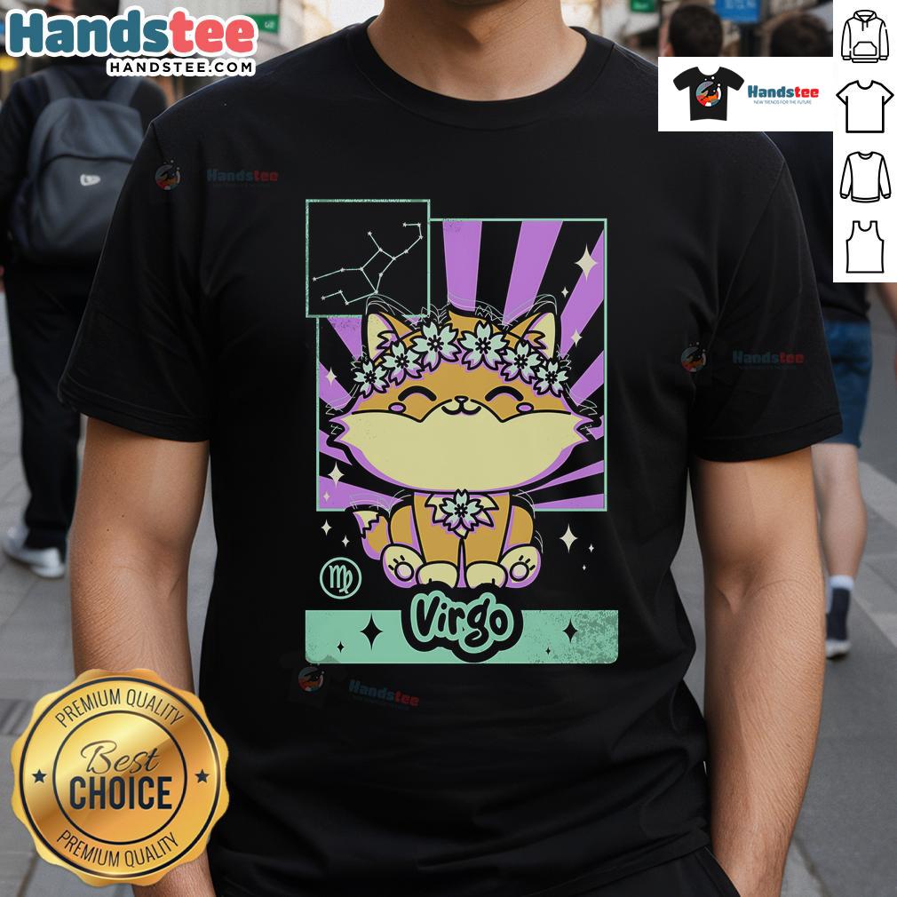 Cute astrology kawaii Virgo zodiac t-shirt featuring a fun design perfect for astrology lovers and fashion enthusiasts.