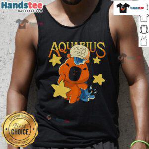 Alt Text: Cute capybara Aquarius tank top featuring an adorable capybara design, perfect for astrology lovers and summer wear.