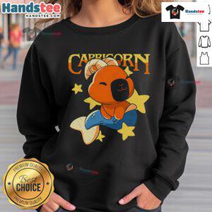 Alt Text: Cute capybara Capricorn sweatshirt featuring a playful capybara design, perfect for zodiac and animal lovers.