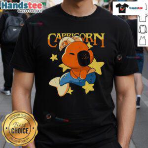 Alt Text: Cute Capybara Capricorn T-Shirt featuring an adorable capybara graphic, perfect for capybara and zodiac lovers.