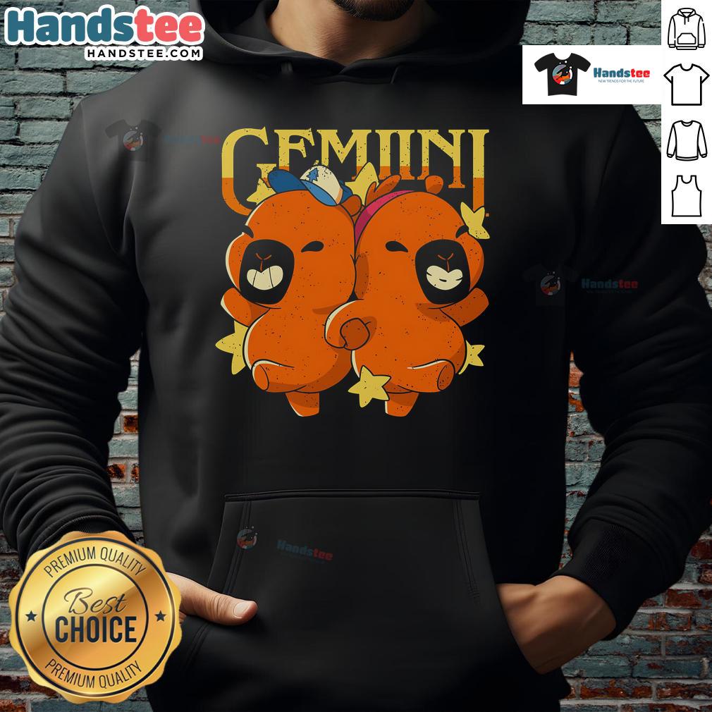 Alt Text: Cute Capybara Gemini Hoodie featuring a playful capybara design, perfect for astrology lovers and cozy outfits.