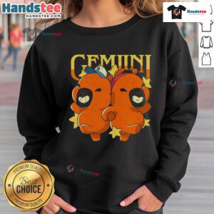 Adorable cute capybara Gemini sweatshirt featuring a playful capybara design, perfect for astrology lovers.