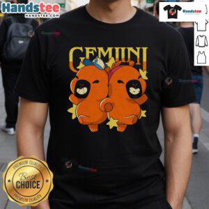 Adorable Cute Capybara Gemini T-Shirt featuring a playful capybara design perfect for zodiac lovers and casual wear.
