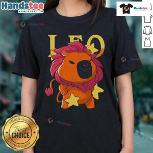 Cute capybara Leo on a ladies tee, featuring a playful design perfect for animal lovers and casual wear.