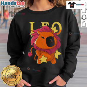 Cute Capybara Leo Sweatshirt featuring an adorable capybara design, perfect for animal lovers and cozy fashion.