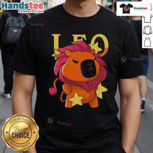 Alt Text: Adorable Cute Capybara Leo T-Shirt featuring a playful capybara graphic, perfect for animal lovers.