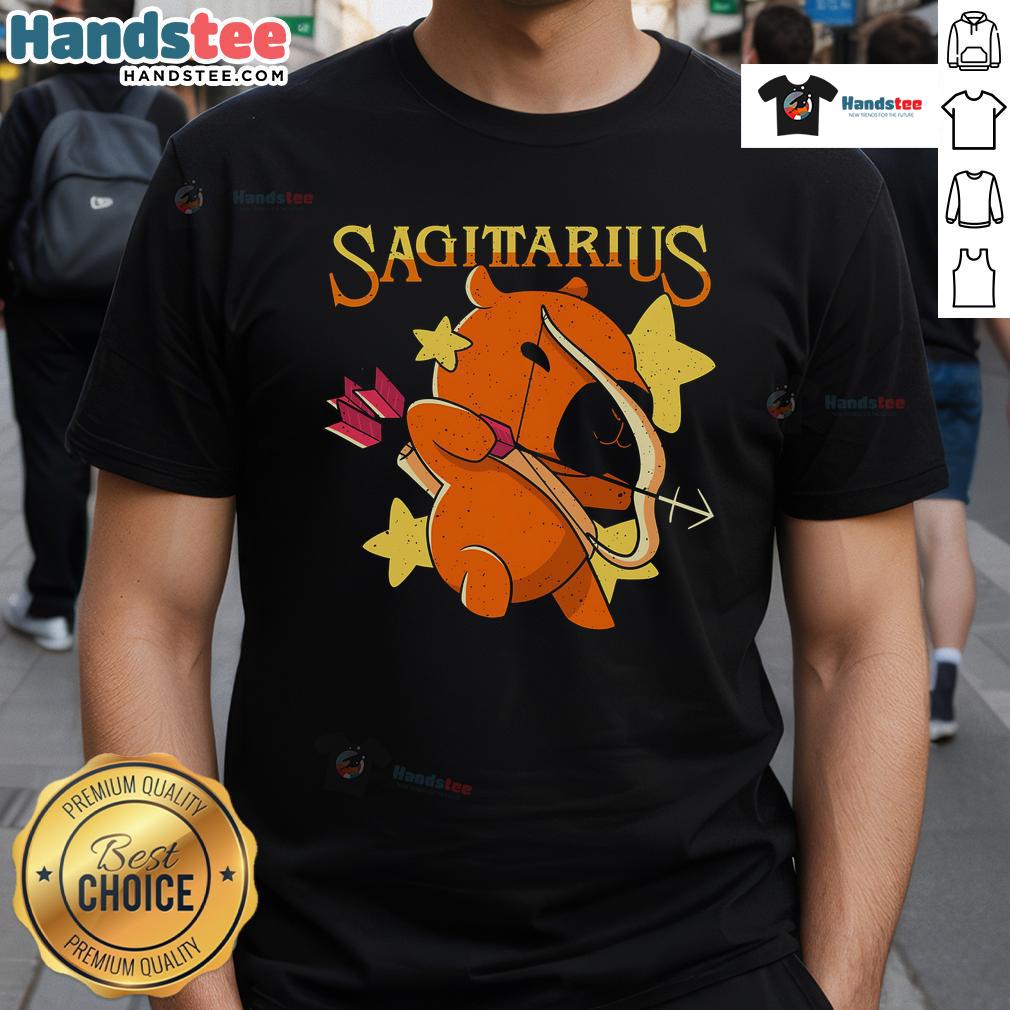 Alt Text: Cute Capybara Sagittarius T-Shirt featuring a playful capybara design for zodiac enthusiasts and animal lovers.