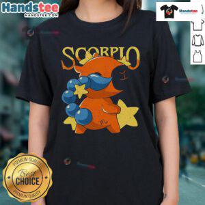 Cute capybara graphic on a Scorpio ladies tee, perfect for zodiac lovers and animal enthusiasts.