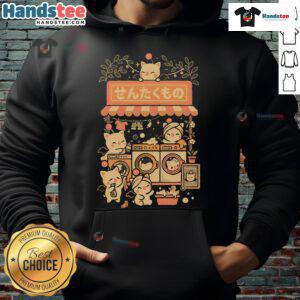 Alt Text: Cute fantasy laundry cats hoodie featuring whimsical cat illustrations in vibrant colors, perfect for cat lovers.