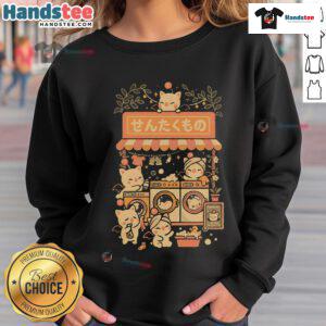 Cute fantasy laundry cats sweatshirt featuring playful cat illustrations and vibrant colors for a cozy look.