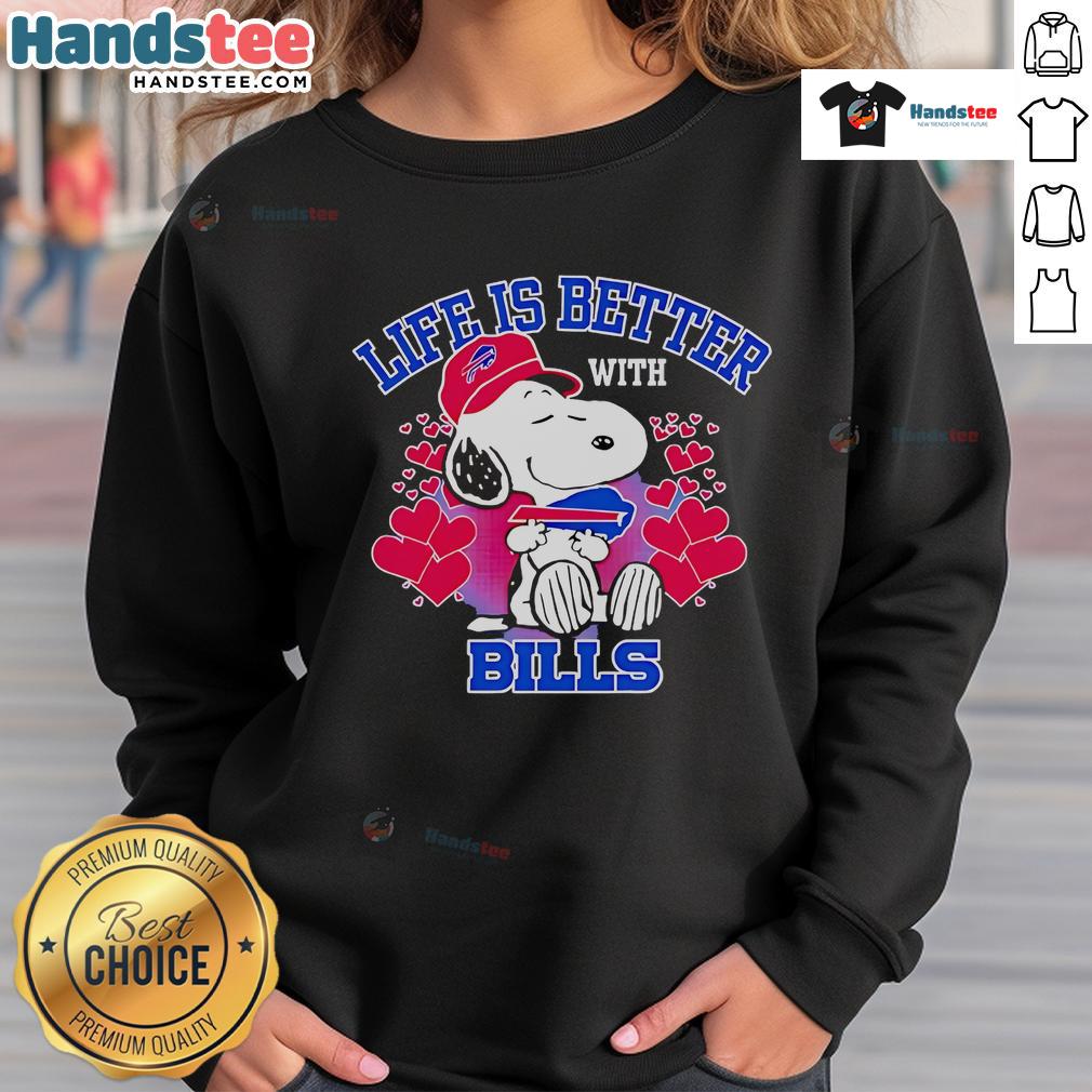 Cute Snoopy Life Is Better With Bills sweatshirt featuring Snoopy and a playful design, perfect for casual style.
