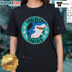 Alt Text: Cute Tralalero Tralala Shark Logo on a stylish ladies tee, perfect for casual wear and ocean lovers.
