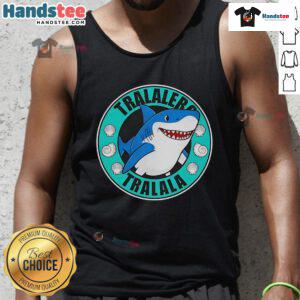 Adorable Cute Tralalero Tralala Shark Logo Tank Top featuring a playful shark design, perfect for summer outfits.