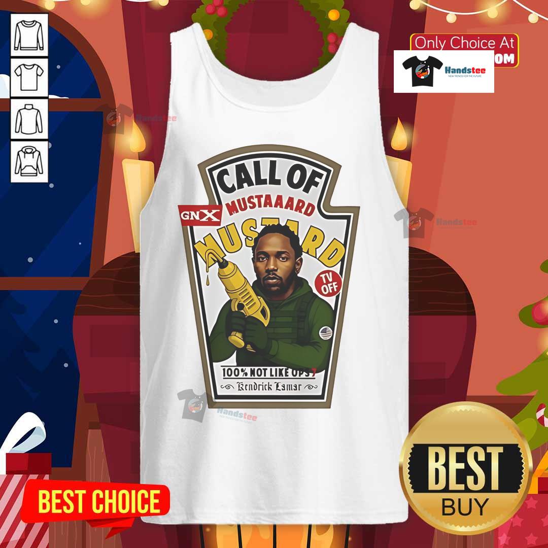 Alt Text: Funny Diddy Call of Mustard tank top featuring a playful mustard graphic for casual, humorous fashion.