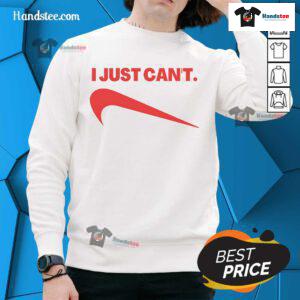 Funny I Just Can't Humor spoof parody slogan sweatshirt featuring a playful design and vibrant colors for casual wear.