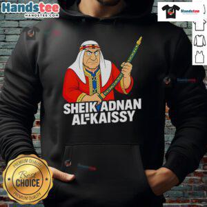 Funny Sheik Adnan Al Kaissy cartoon hoodie featuring a colorful design of the iconic wrestling personality.