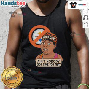 Funny 'Who Dey' tank top design, perfect for Bengals fans, showing rivalry with Steelers. Great for game day wear!