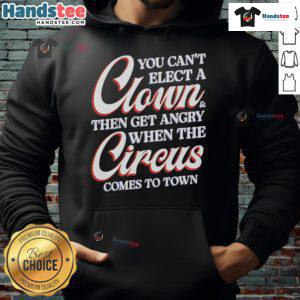 Funny hoodie featuring the phrase 'You Can't Elect A Clown Then Get Angry When The Circus Comes To Town.'